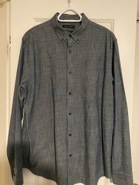 Banana Republic Men's Slate Blue Button-Down Shirt